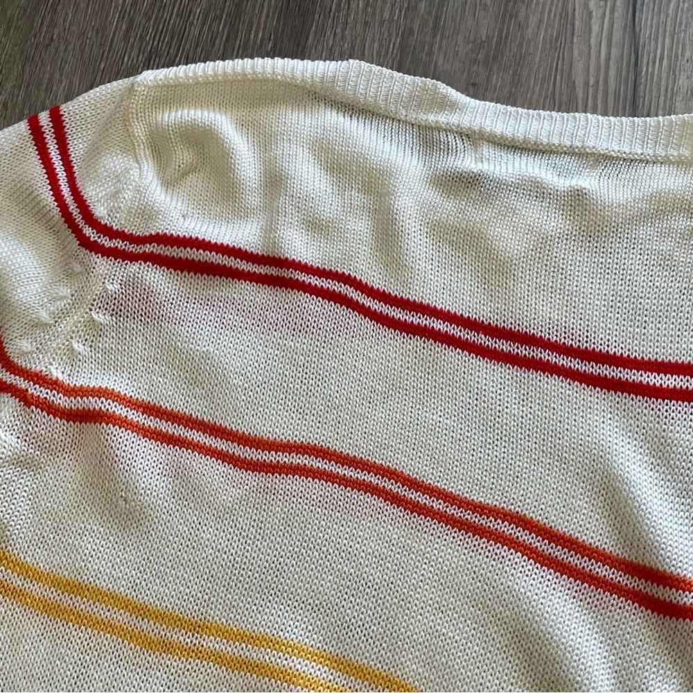 SOLD Vintage 1980s e.v. ltd. Rainbow Striped V-Neck Knit Sweater - Picture 10 of 11